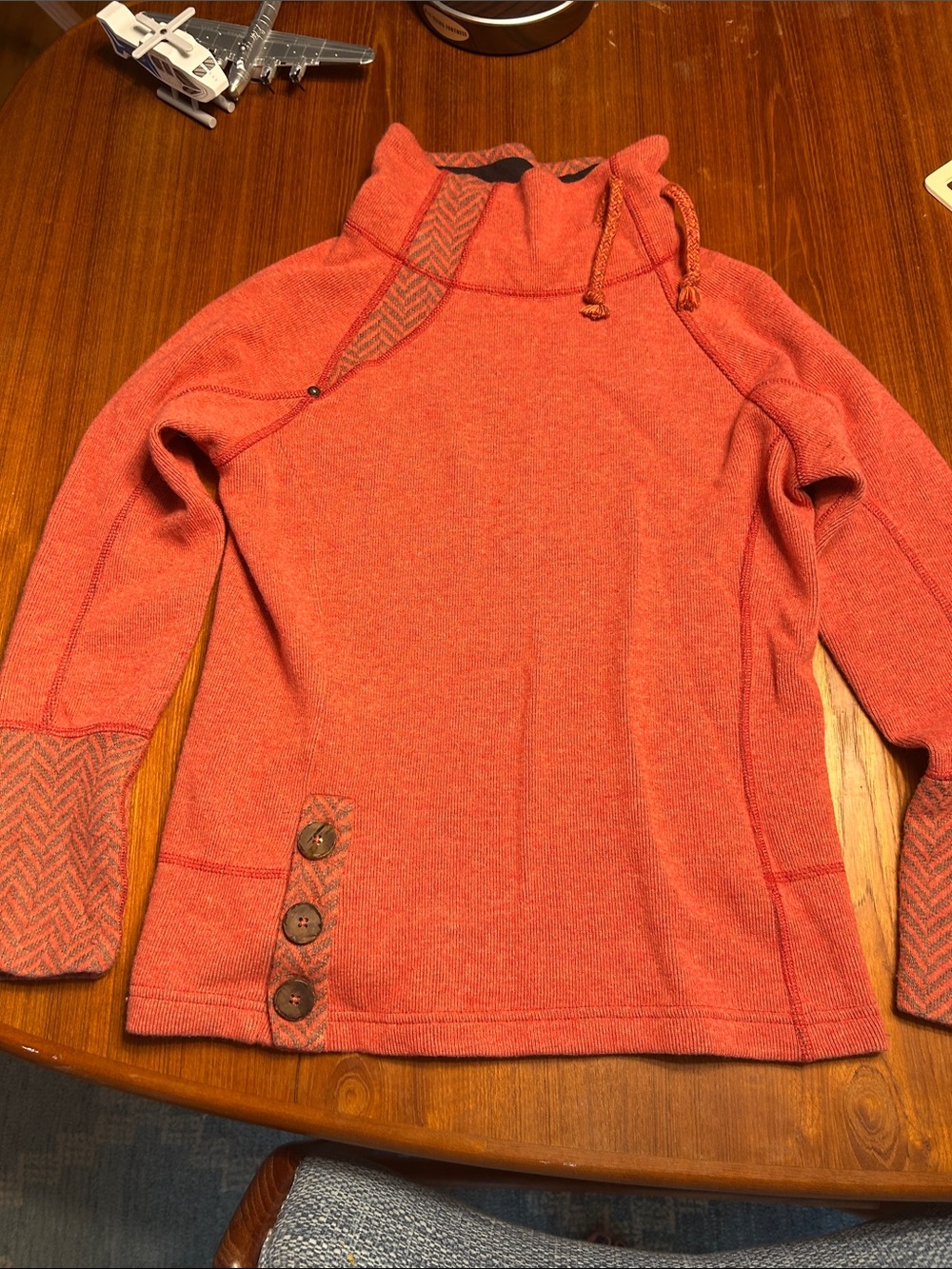 Prana Coral Funnel Neck Pullover with Button Detail